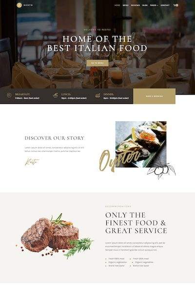 A restaurant website design by a web agency.