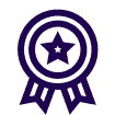 A purple ribbon with a star, promoting SEO for nonprofits.