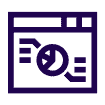 A purple icon with a clock representing SEO for nonprofits.