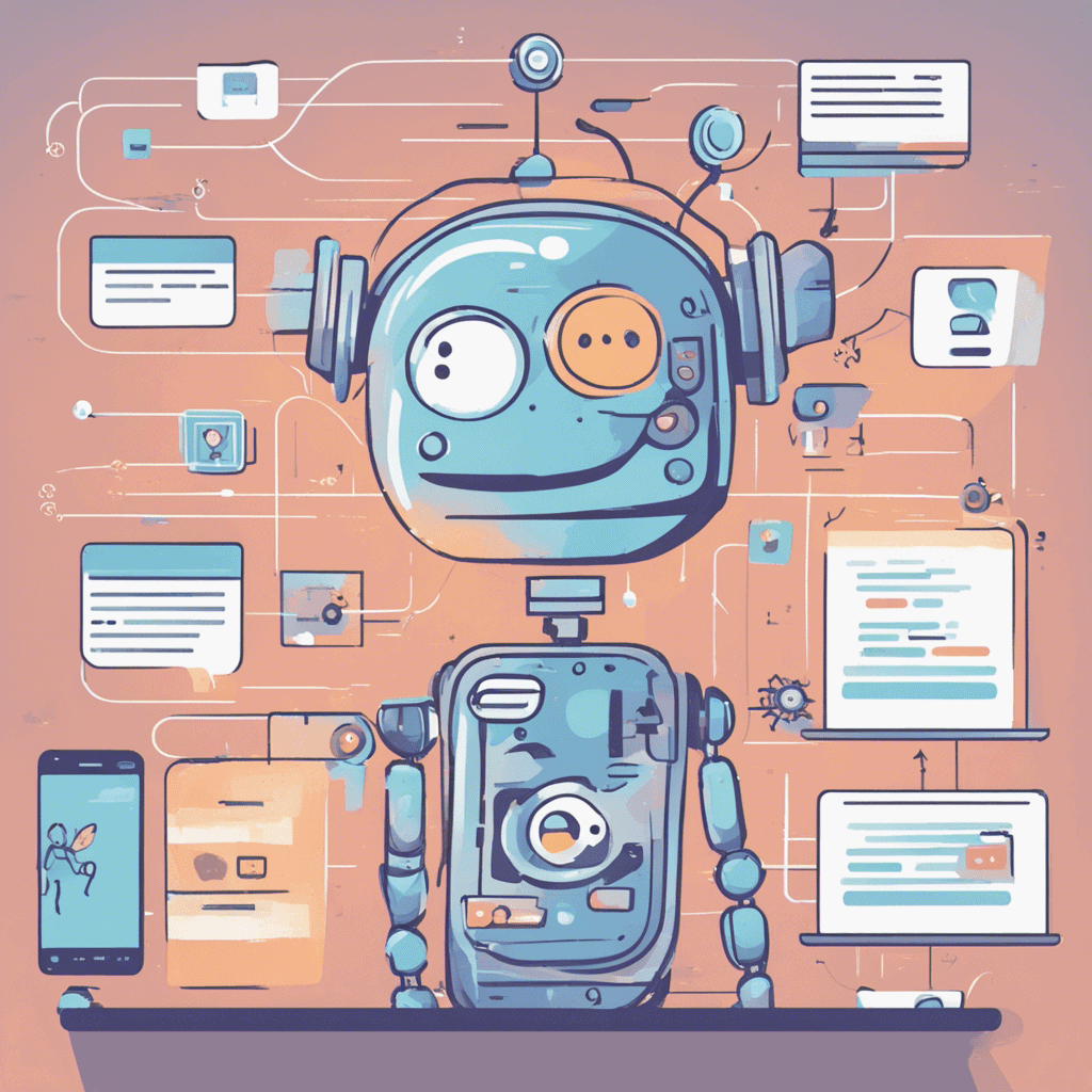 A cartoon robot utilizing chatgpt technology to provide digital support for nonprofits.