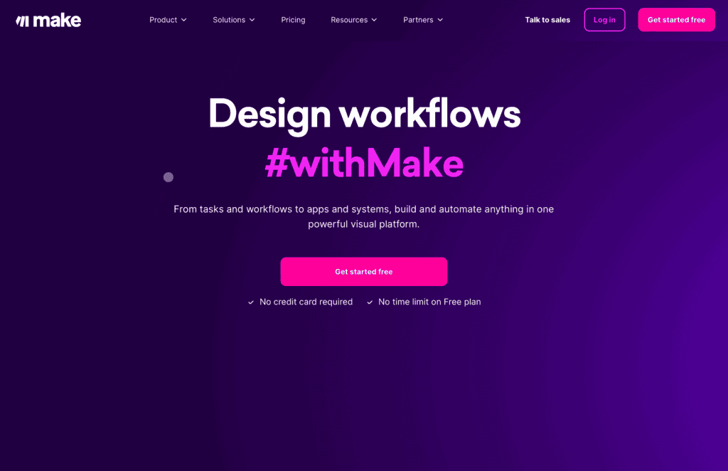 A vibrant purple webpage featuring the bold text 