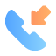 Icon of a blue and orange phone receiver.