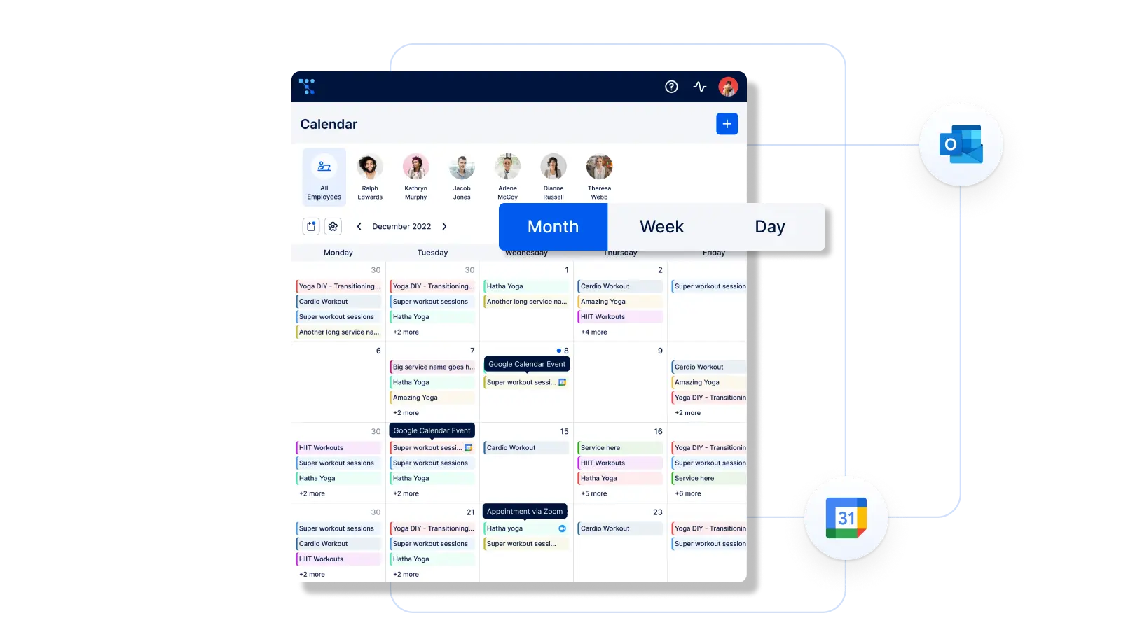 Booking interface preview